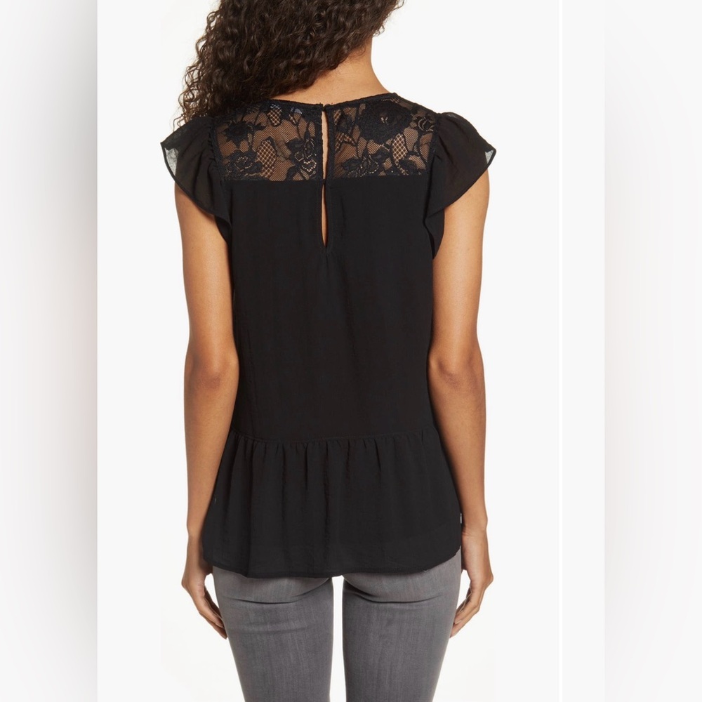 Gibson Black Lace Ruffle Blouse - Picture 3 of 12